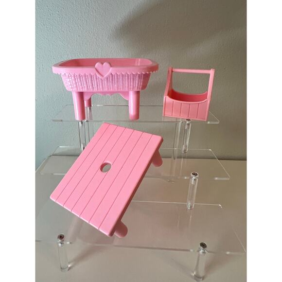 Playskool Vintage Dollhouse Accessories Twin Crib, Table Horse Tack Tool Box - Picture 2 of 4